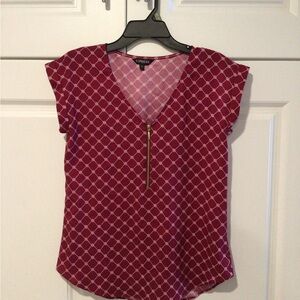 Express Women's Burgundy Geometric Blouse